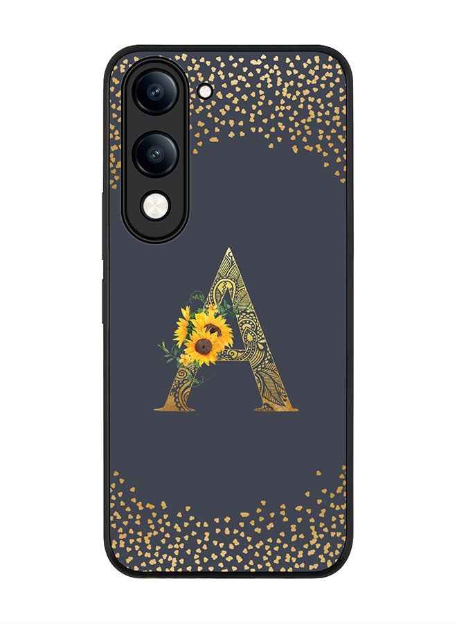 For vivo Y29s 5G / Y19s 5G Case,Slim fit Camera Protection, Shockproof Thin Phone cover  - Custom Floral Monogram - A  (Grey )